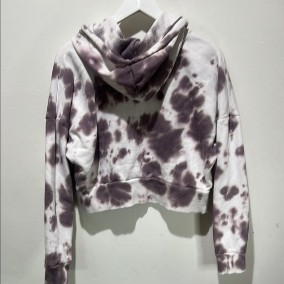 Velocity Cropped purple & white hoodie tie-dye sweatshirt sweater Size Medium - Picture 5 of 5